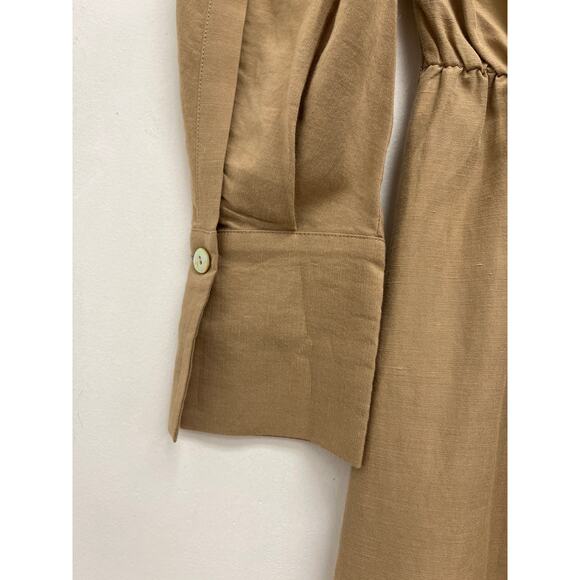 VINCE Shaped-Collar V-Neck Midi Shirtdress Classic Chic Minimalist Neutral XXS - Picture 10 of 15